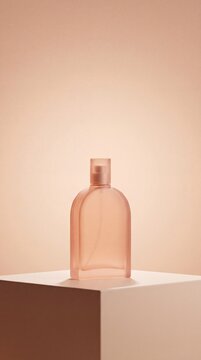 Commercial 3D e-commerce sale promotion banner featuring arch peach glass minimal pedestal for product display