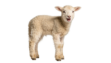 Fluffy young lamb with woolly coat, isolated on transparent background © topngi