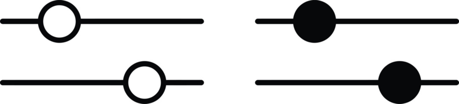 Black slider control icons for mobile app settings