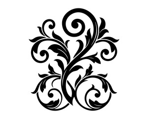 Elegant floral scroll ornament, vintage decorative swirl design element, classic filigree vector illustration isolated on transparent background © WASIF-MEHMOOD