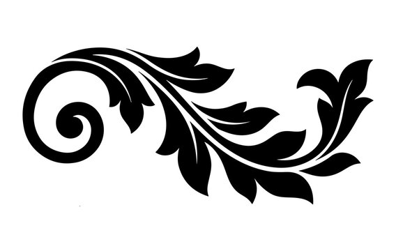 Vintage floral scroll ornament, decorative flourish design element, elegant filigree swirl, classic acanthus leaf motif, vector illustration isolated on transparent background