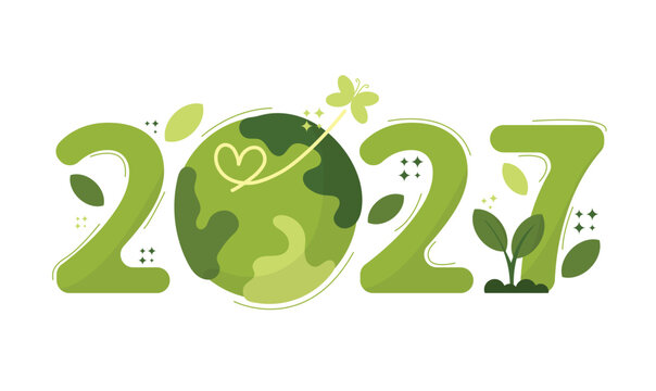 2027 new year concept strategies for Sustainable Development Goals, ESG, SDE, net zero. Eco friendly, Sustainability planning to reduce co2. World environmental background web banner.