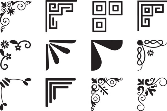 Ornate corner frames black decorative accents for invitations certificates and vintage decor projects.