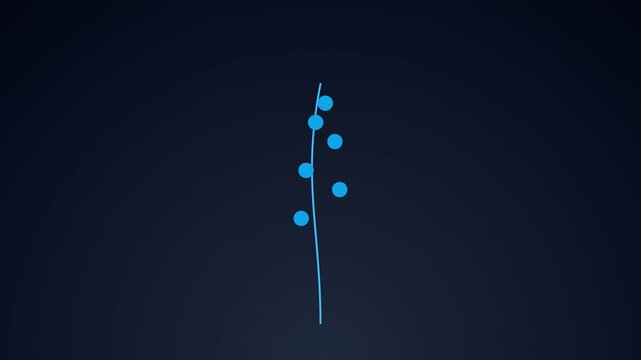 Minimalist blue branch design on dark background