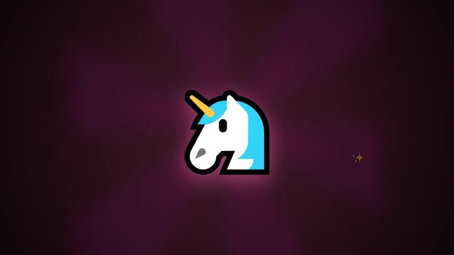 Colorful unicorn icon on dark purple gradient background