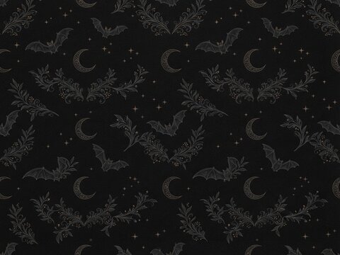  gothic Halloween seamless pattern