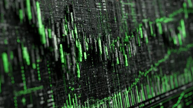 Dynamic market data streams, complex digital network, financial growth concept, strategic investment background representation