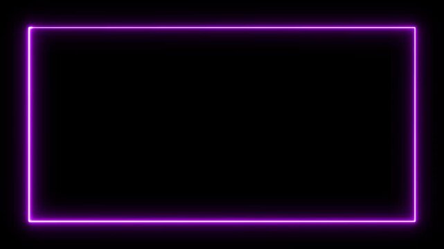 Vibrant Neon Purple Glowing Rectangular Frame Overlay Design Featuring A Minimalist Border Shape On A Solid Black Background