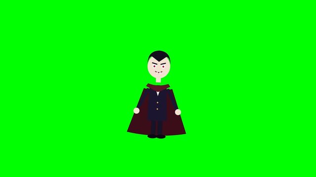 Vampire Cartoon Character Animation on Green Screen for Creative Video Projects