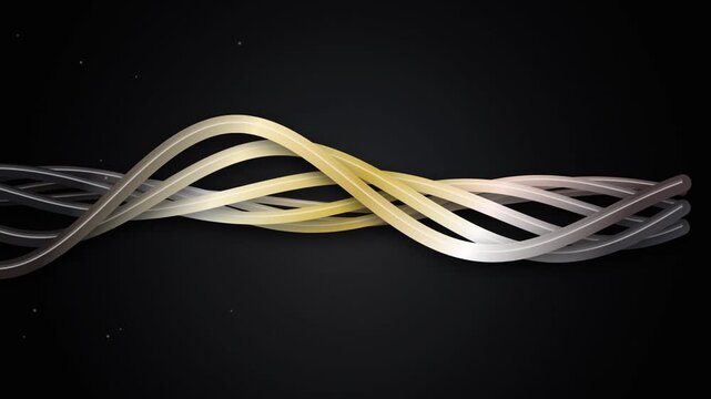 Abstract glowing metallic gold and silver wave lines video motion