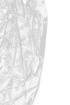 Crumpled Plastic Wrap Texture on Transparent Background with High Contrast Light Reflections