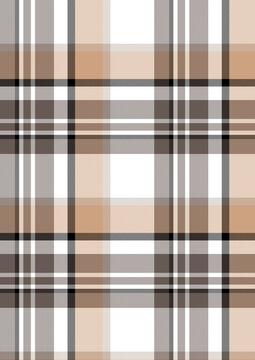 Beige and Brown Plaid Seamless Pattern Vector, Neutral Tartan Checkered Geometric Texture Background for Apparel Textile Print, Fashion Fabric Design, Wrapping Paper, Tablecloth, Home Decor, Wallpaper