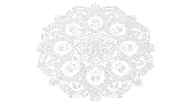 Red and yellow flower petal rangoli mandala on white background