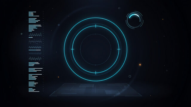 Futuristic digital circle interface on dark background