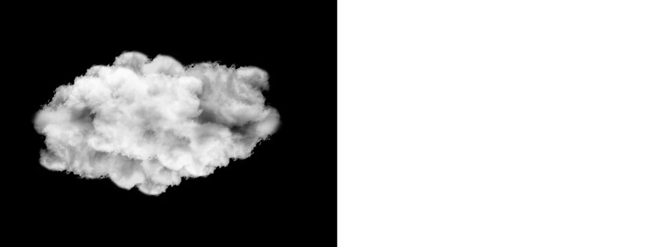 Realistic single fluffy white cloud floating png, isolated on transparent background