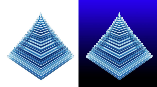 3D geometric pyramid layers abstract composition