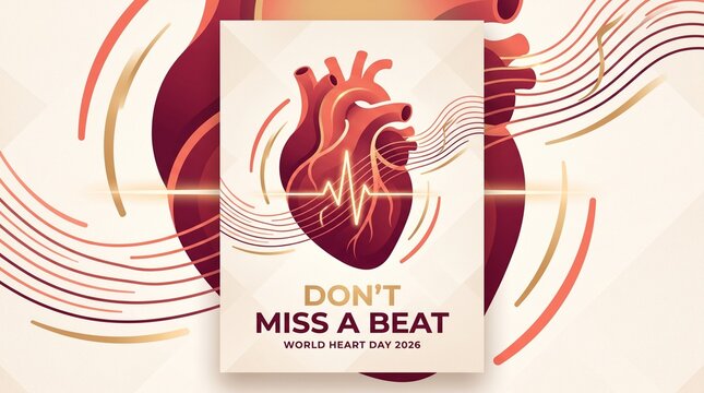 World Heart Day 2026 Don't Miss A Beat Poster Design 