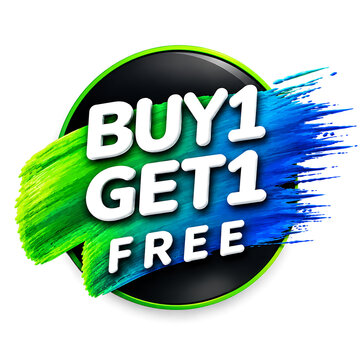 Buy one get one free promotional deal badge with colorful design