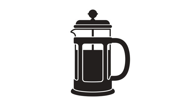 French press coffee maker silhouette against a white background