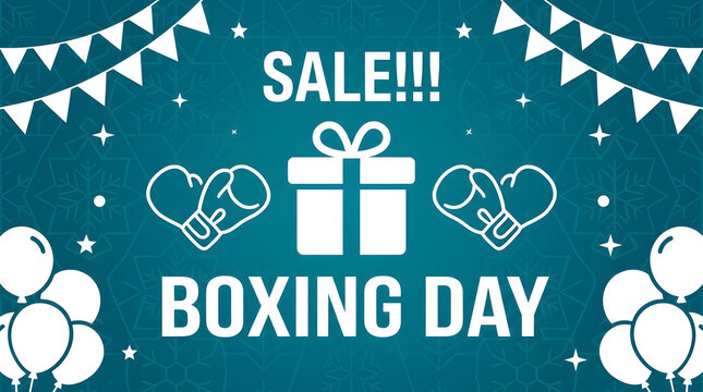 Boxing day sale banner design with white gift box and boxing gloves