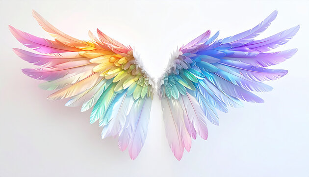 Single Ethereal Wing Translucent Iridescent Feathers Shifting Colors Fantasy