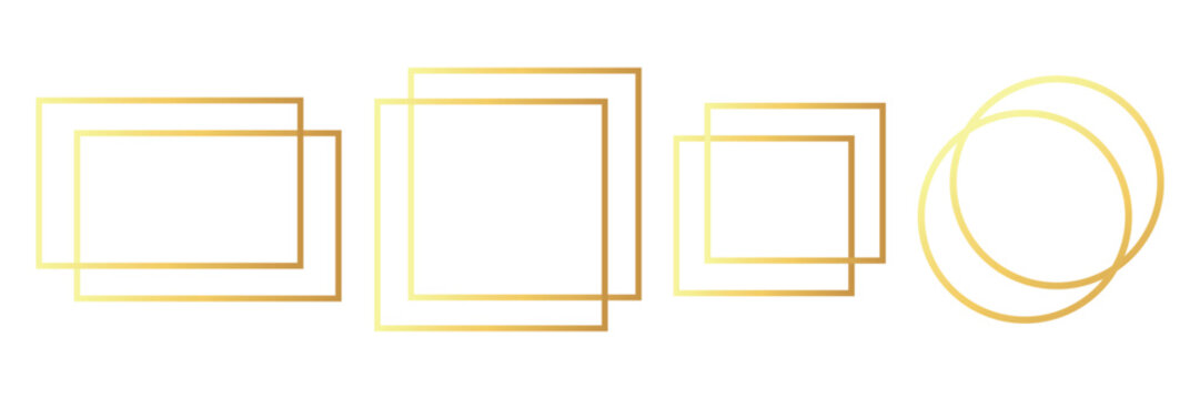 Elegant Gold Rectangular and Square Frame Collection, Luxury Metallic Border and Minimal Geometric Decorative 
Template Set