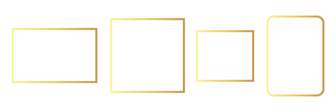 Elegant Gold Rectangular and Square Frame Collection, Luxury Metallic Border and Minimal Geometric Decorative 
Template Set