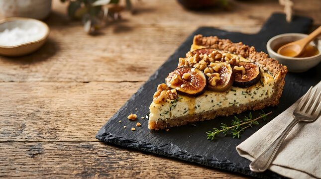 Fresh Fig Goat Cheese Tart Slice