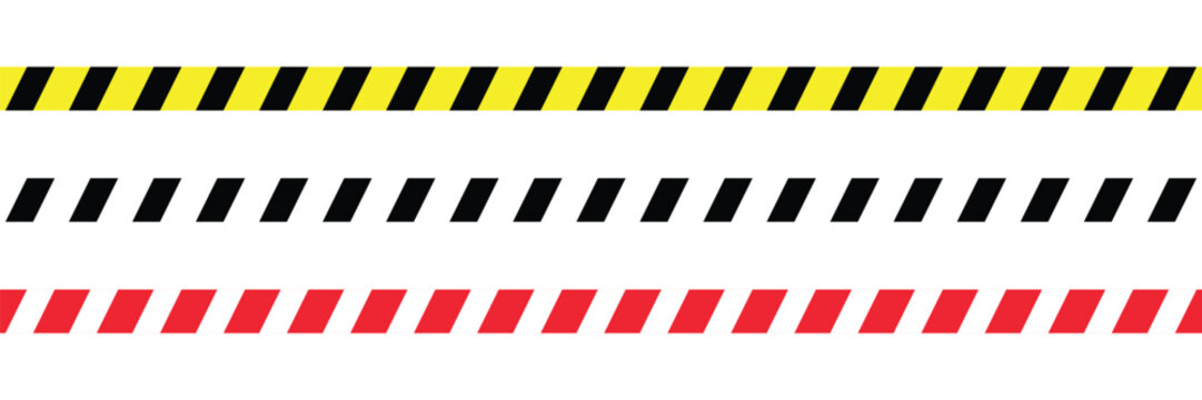 Black and Yellow Hazard Warning Stripe Tape Vector Set for Safety, Construction and Industrial Use