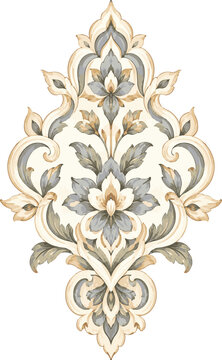 Ornate Vintage Rococo Scrollwork and Floral Motif Vector Asset