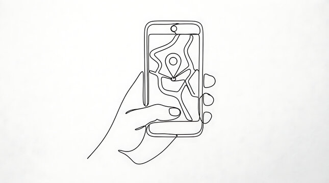 Hand holding smartphone displaying a map with location pin 