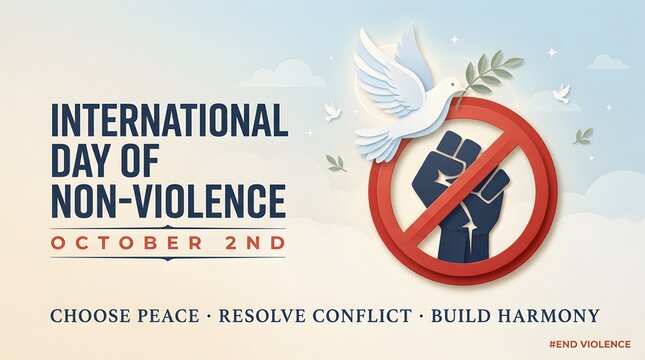 Prohibited fist symbol with peace dove illustration promoting non violence