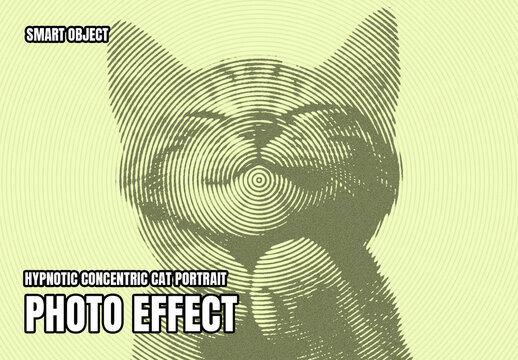 Hypnotic Concentric Circle Line Art Portrait Photo Effect