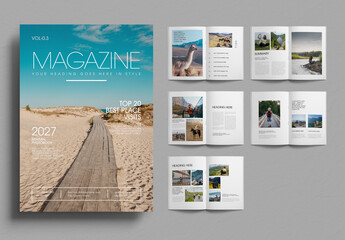 Modern Travel Magazine Template with Scenic Photography