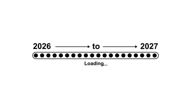 Business Transition from 2026 to 2027 with Digital Progress Loading Bar for Annual Planning Strategic Road map Enterprise Transformation Goal Tracking Productivity Improvement. animation