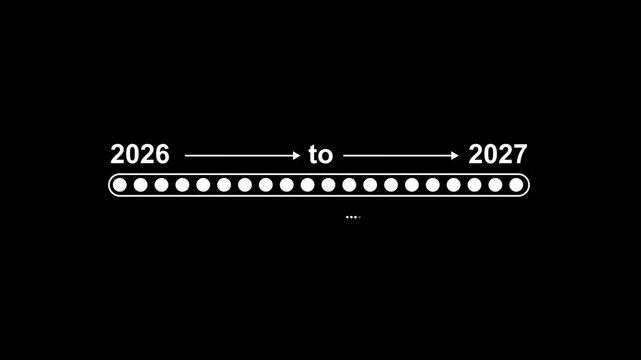 Business Transition from 2026 to 2027 with Digital Progress Loading Bar for Annual Planning Strategic Road map Enterprise Transformation Goal Tracking Productivity Improvement. animation