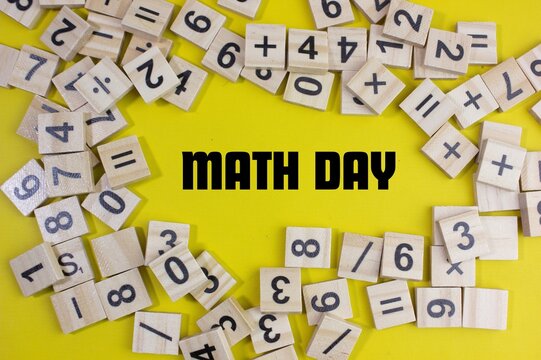 MATH DAY text representing mathematics lessons, counting, elementary school education, simple calculations, numbers, basic arithmetic, algebra, and student learning activities.