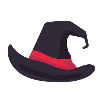 Spooky witch hat with a vibrant red band, perfect for Halloween celebrations and magical costume designs