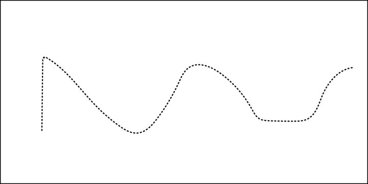 Abstract Hand-Drawn Dotted Line Collection. Dotted Spiral Curve Line. Hand Sketched Curly Border. Curly dotted line. Long dashed hand drawn squiggle.