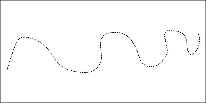 Curved dashed line path vector graphic with dotted line graphic design element abstract line direction illustration minimalist