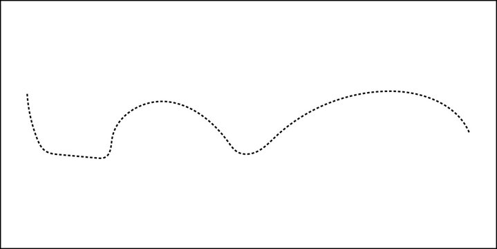 Abstract Hand-Drawn Dotted Line Collection. Dotted Spiral Curve Line. Hand Sketched Curly Border. Curly dotted line. Long dashed hand drawn squiggle.