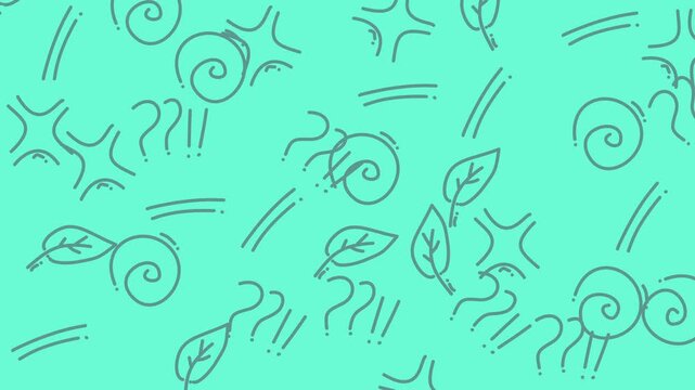 Seamless pattern featuring hand drawn botanical doodles and abstract shapes.
