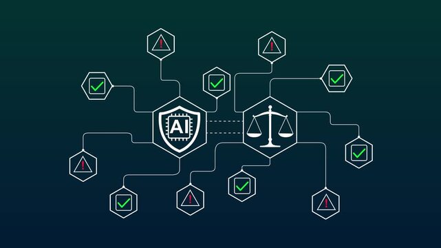 Exploring the Intersection of Artificial Intelligence and Legal Ethics in Modern Technology. transparent background Motion Graphic concept. animation