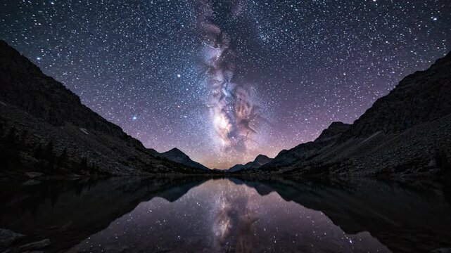 Stunning Milky Way Galaxy Over Serene Mountain Lake Reflection at Night