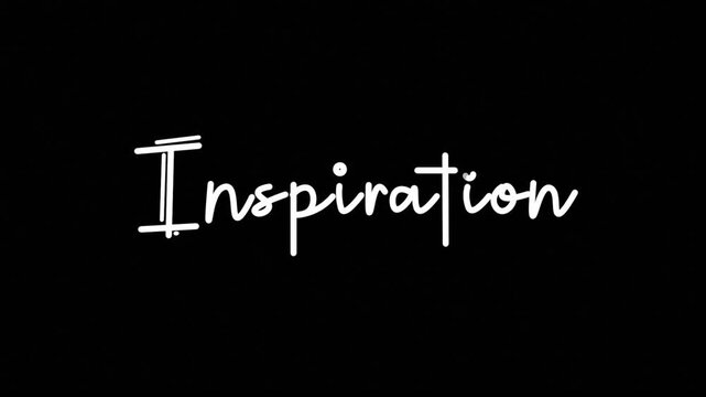 Inspiration One line continuous animated typography intro outro, hand drawn calligraphy monoline vintage text on background, animated Calligraphy lettering animation video, white on black motivational