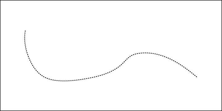 Abstract Hand-Drawn Dotted Line Collection. Dotted Spiral Curve Line. Hand Sketched Curly Border. Curly dotted line. Long dashed hand drawn squiggle.