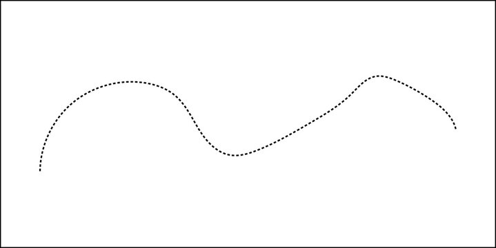 Abstract Hand-Drawn Dotted Line Collection. Dotted Spiral Curve Line. Hand Sketched Curly Border. Curly dotted line. Long dashed hand drawn squiggle.