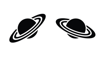 Saturn silhouettes with rings on a white background © Siam