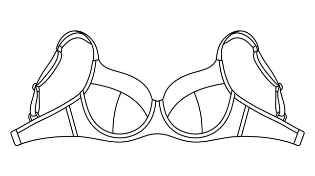 Line Art Illustration of a Full Coverage Bra, Fashion Sketch, Underwear Design, Vector Graphic
