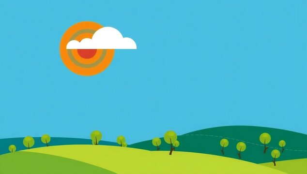 Sunny day over rolling hills